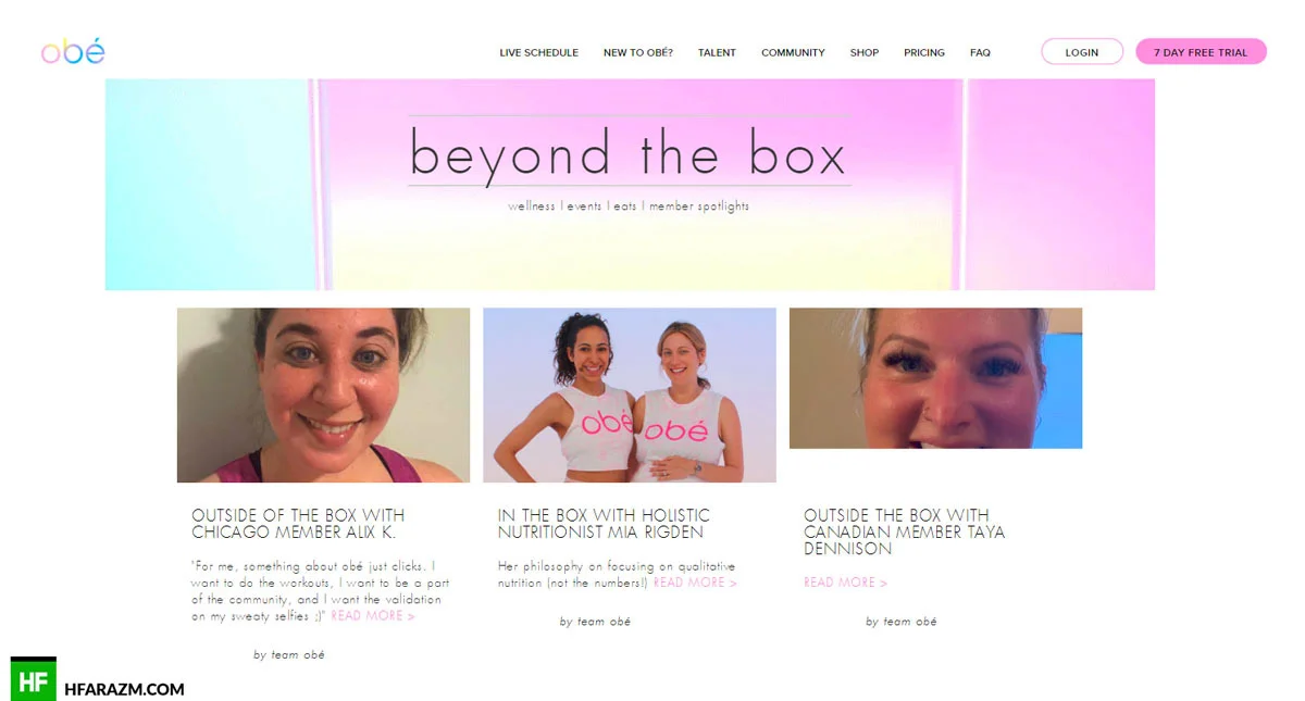 Obé Fitness Community Web Design and Development by Hfarazm Software