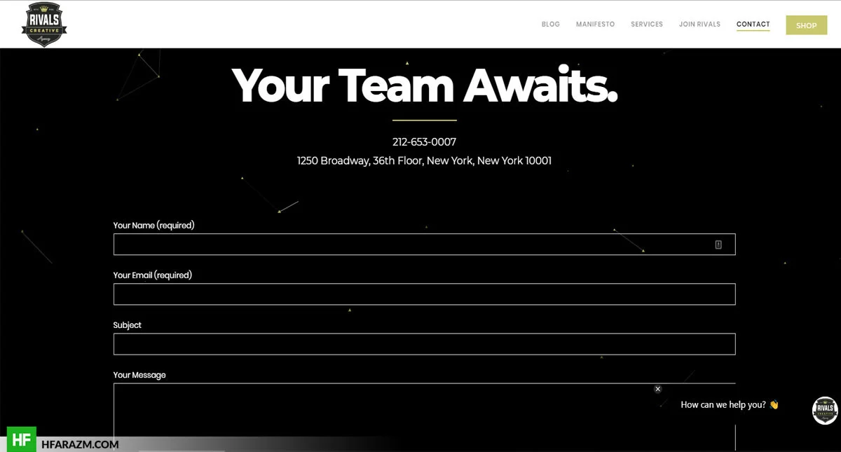 Rivals Creative Homepage Contact Web Design and Development by Hfarazm Software
