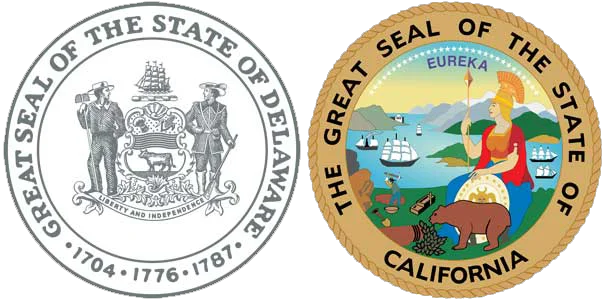 Delaware State Seal and California State Seal